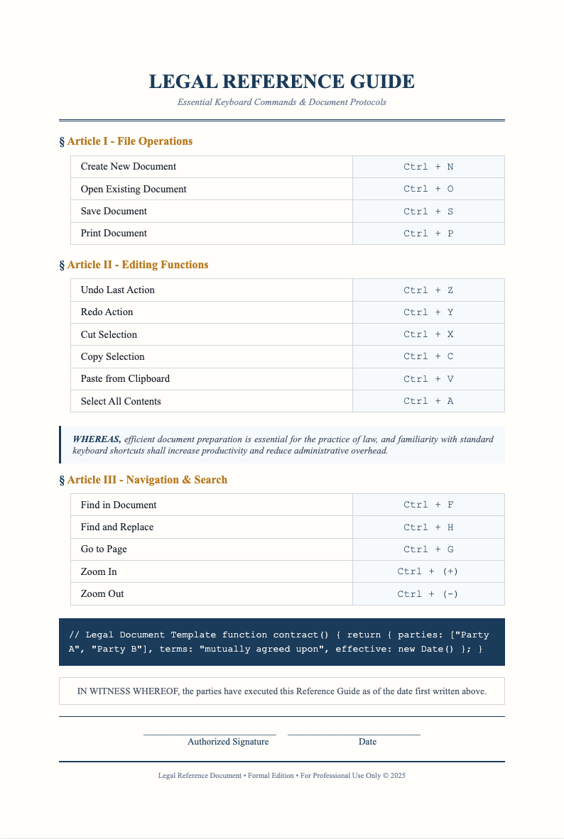 Legal formal quick reference